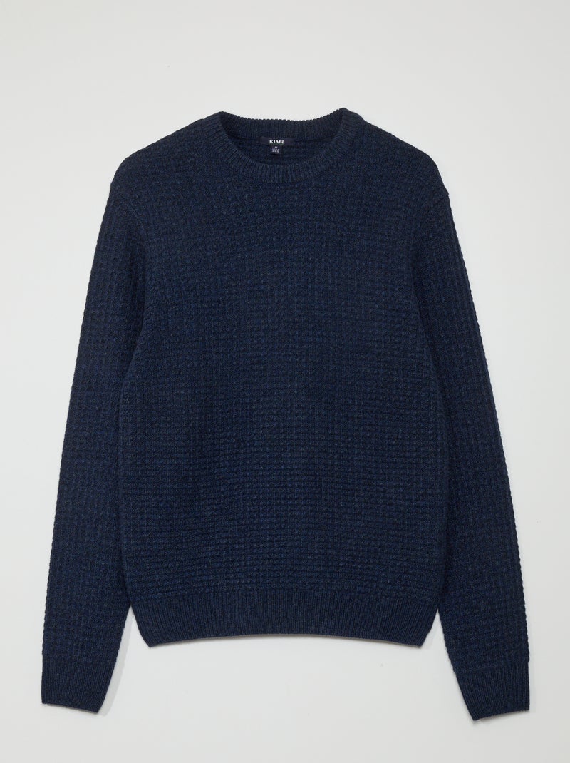 Jersey de punto con cuello redondo AZUL - Kiabi