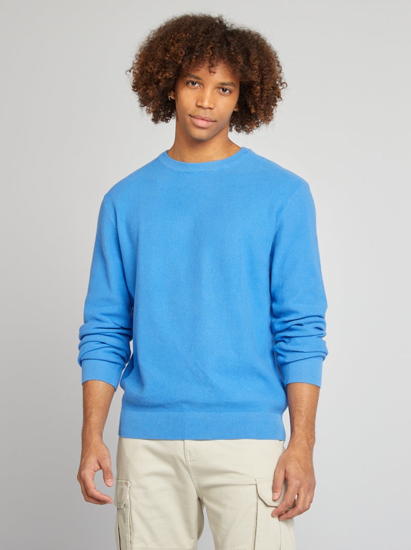 Jersey de punto con cuello redondo AZUL - Kiabi