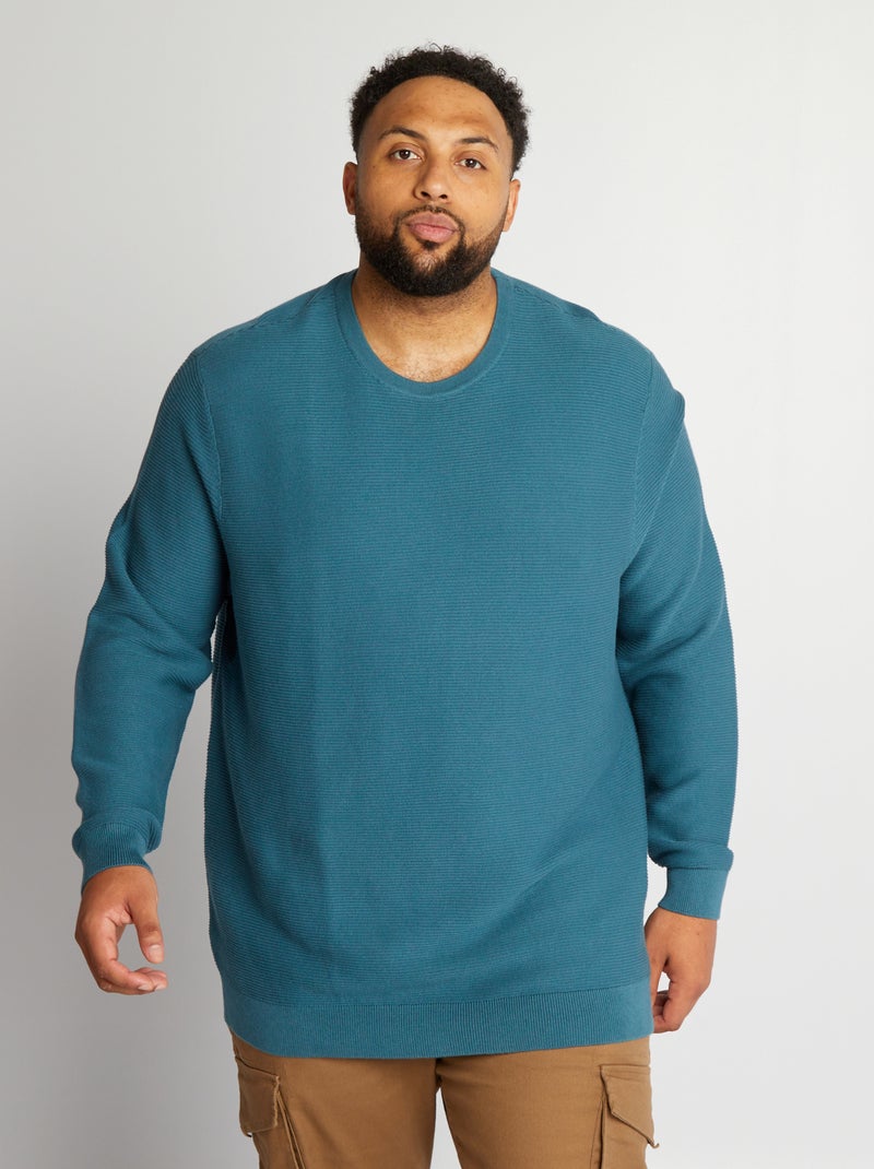 Jersey de punto con cuello redondo azul oscuro - Kiabi