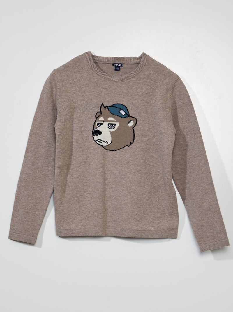 Jersey de punto con cuello redondo BEIGE - Kiabi