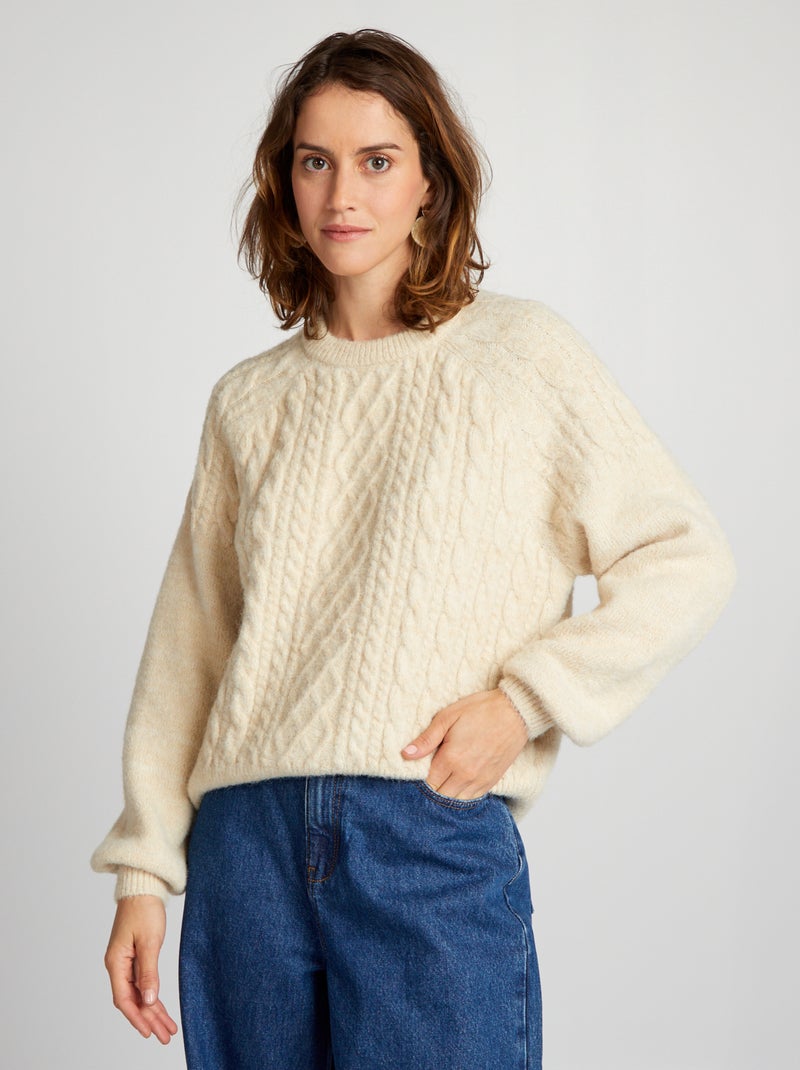 Jersey de punto con cuello redondo BEIGE - Kiabi