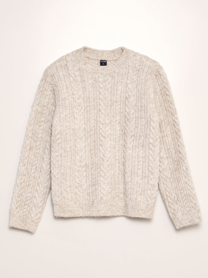 Jersey de punto con cuello redondo BEIGE - Kiabi