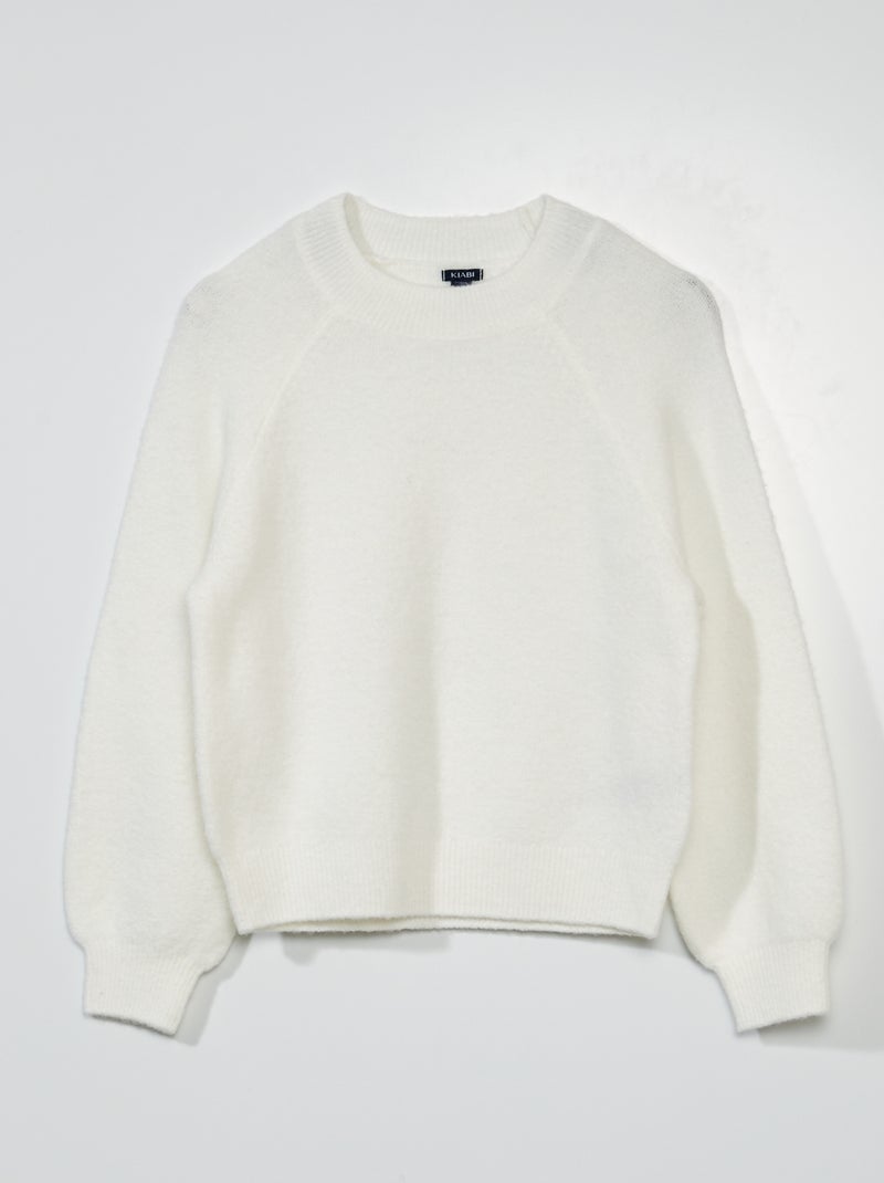 Jersey de punto con cuello redondo Blanco - Kiabi