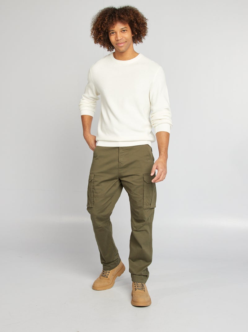 Jersey de punto con cuello redondo BLANCO - Kiabi