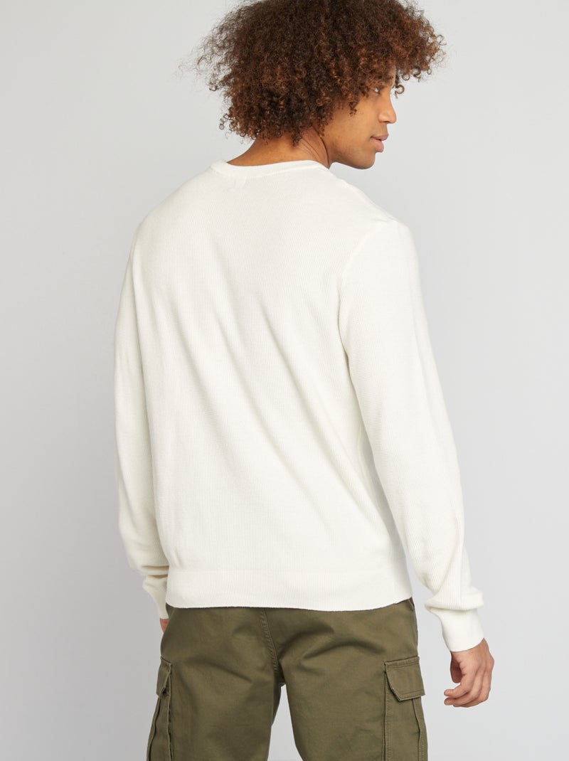 Jersey de punto con cuello redondo BLANCO - Kiabi
