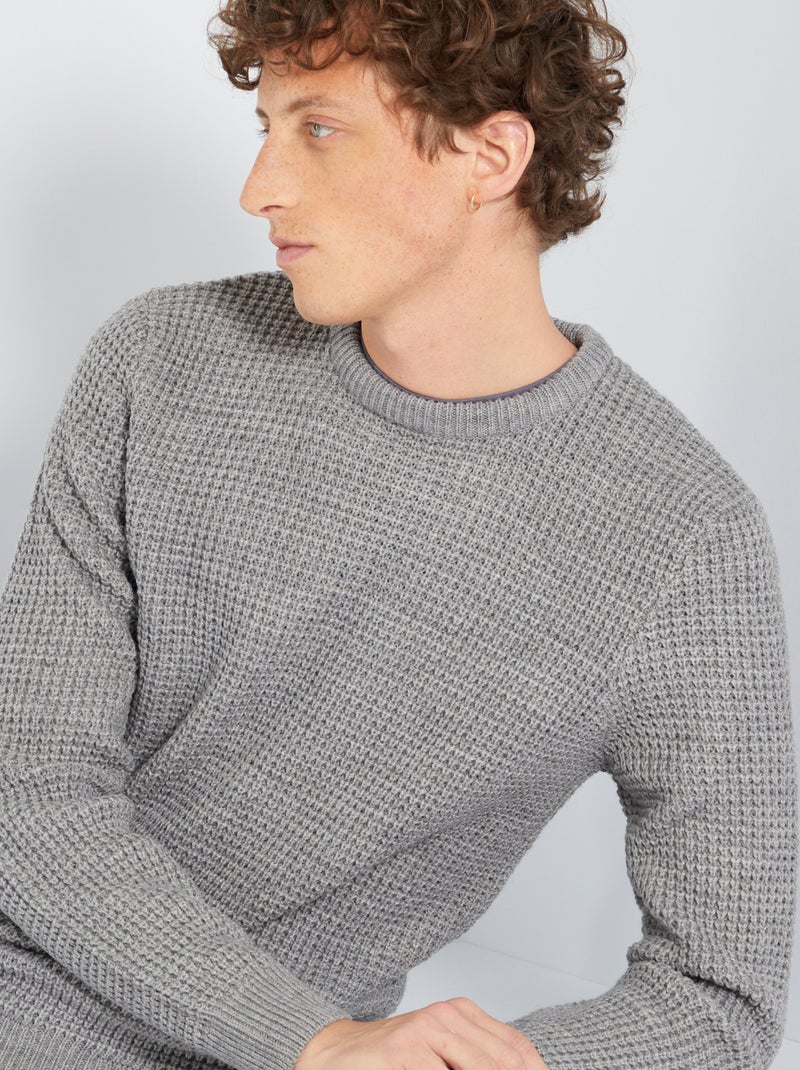 Jersey de punto con cuello redondo GRIS - Kiabi