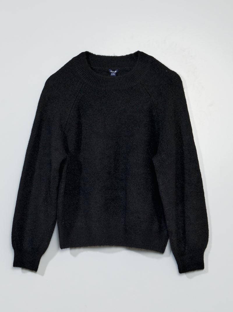 Jersey de punto con cuello redondo negro - Kiabi