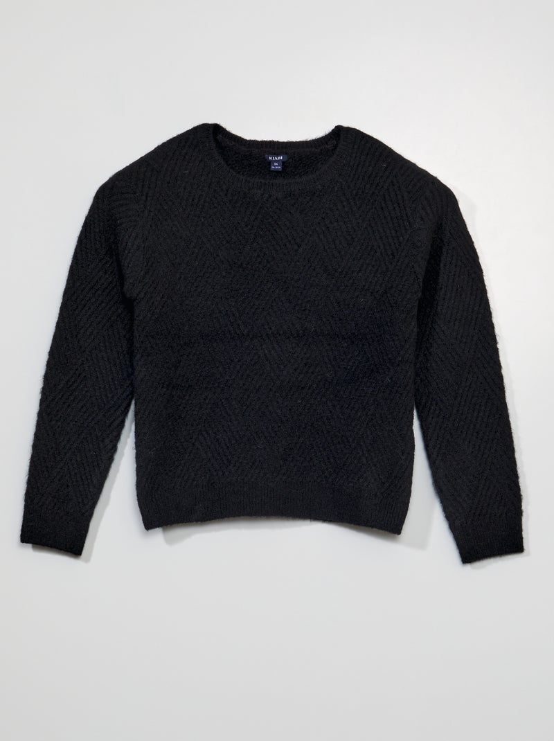 Jersey de punto con cuello redondo negro - Kiabi