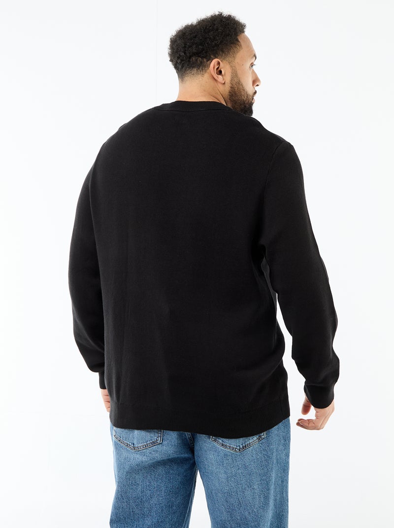 Jersey de punto con cuello redondo Negro - Kiabi