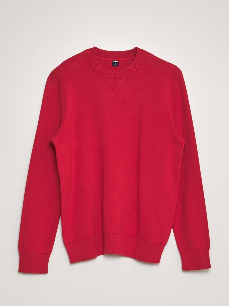 Jersey de punto con cuello redondo rojo - Kiabi