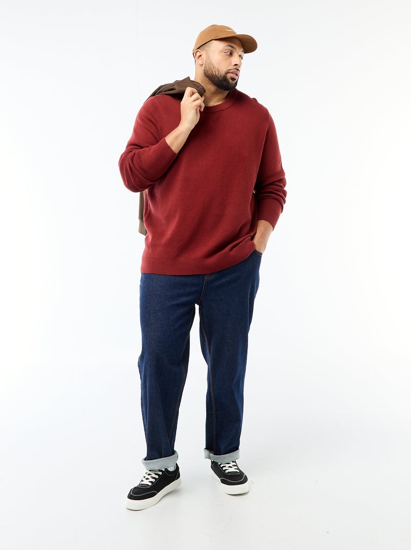 Jersey de punto con cuello redondo Rojo - Kiabi