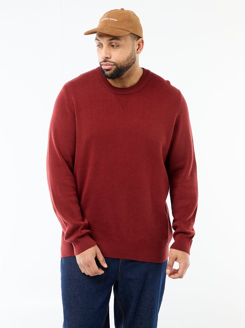 Jersey de punto con cuello redondo Rojo - Kiabi