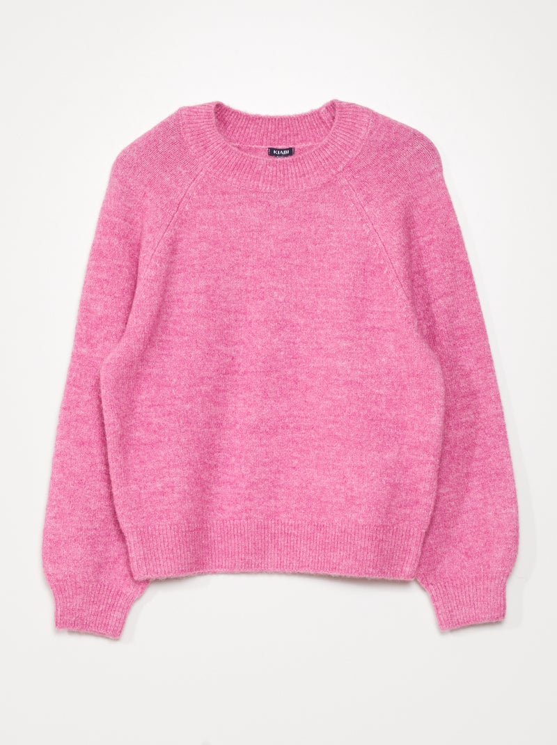 Jersey de punto con cuello redondo Rosa - Kiabi