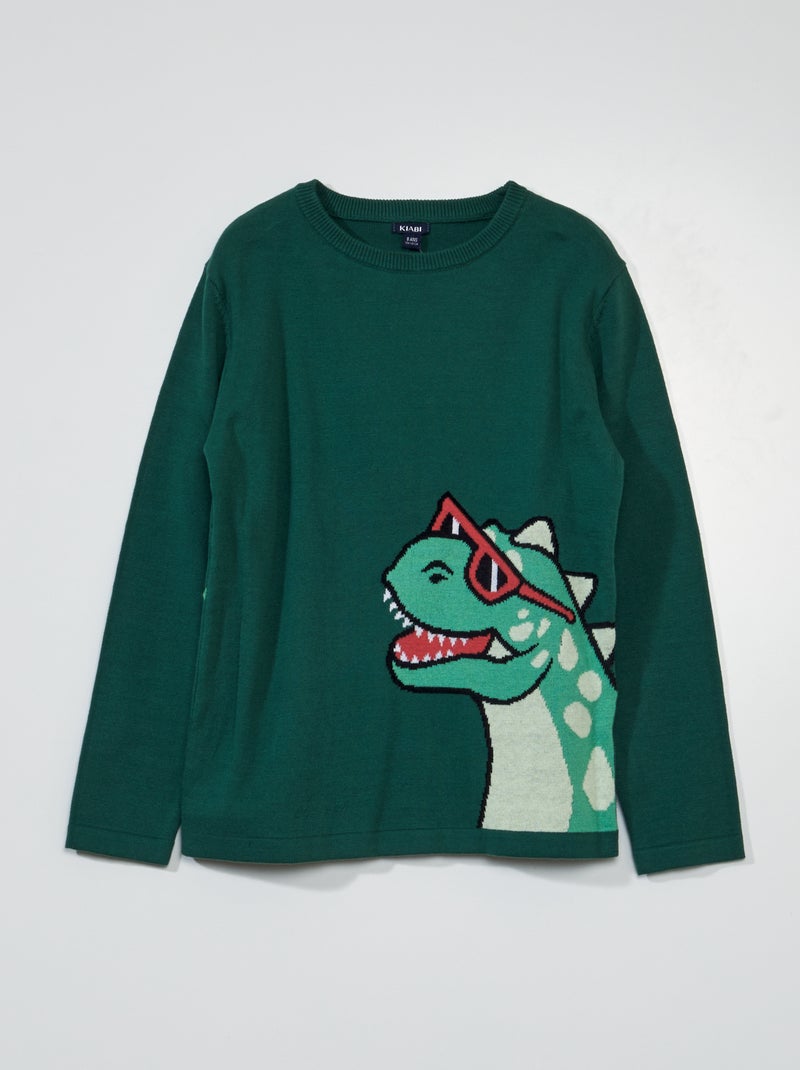 Jersey de punto con cuello redondo VERDE - Kiabi