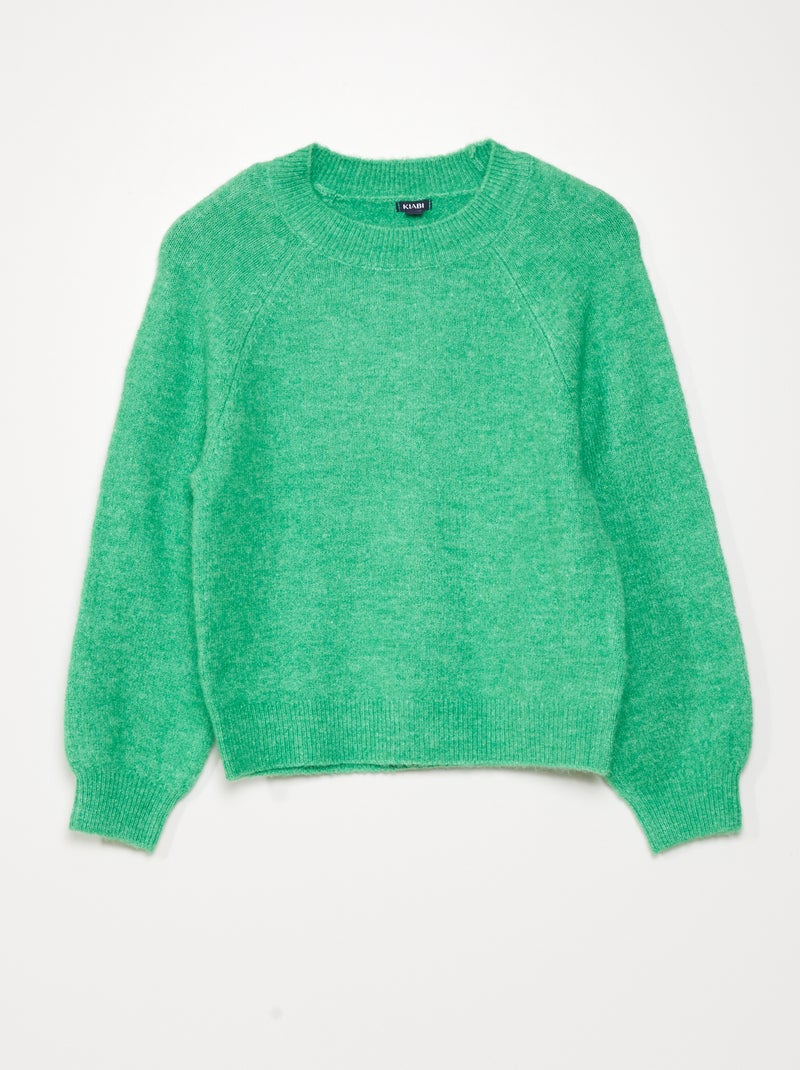 Jersey de punto con cuello redondo Verde - Kiabi