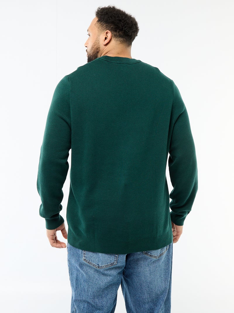 Jersey de punto con cuello redondo Verde - Kiabi