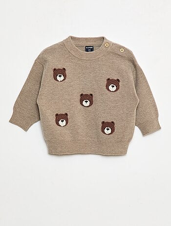 Jersey de punto con cuello redondo y bordados