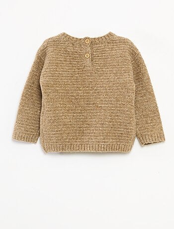 Jersey de punto con cuello redondo y bordados en el pecho