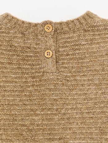 Jersey de punto con cuello redondo y bordados en el pecho