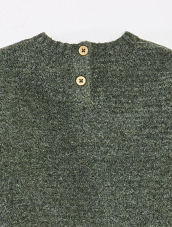 Jersey de punto con cuello redondo y bordados en el pecho