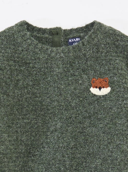 Jersey de punto con cuello redondo y bordados en el pecho - Kiabi