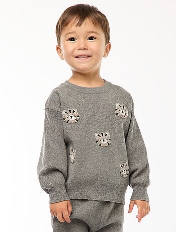 Jersey de punto con cuello redondo y bordados