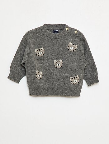 Jersey de punto con cuello redondo y bordados