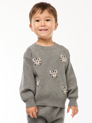 Jersey de punto con cuello redondo y bordados