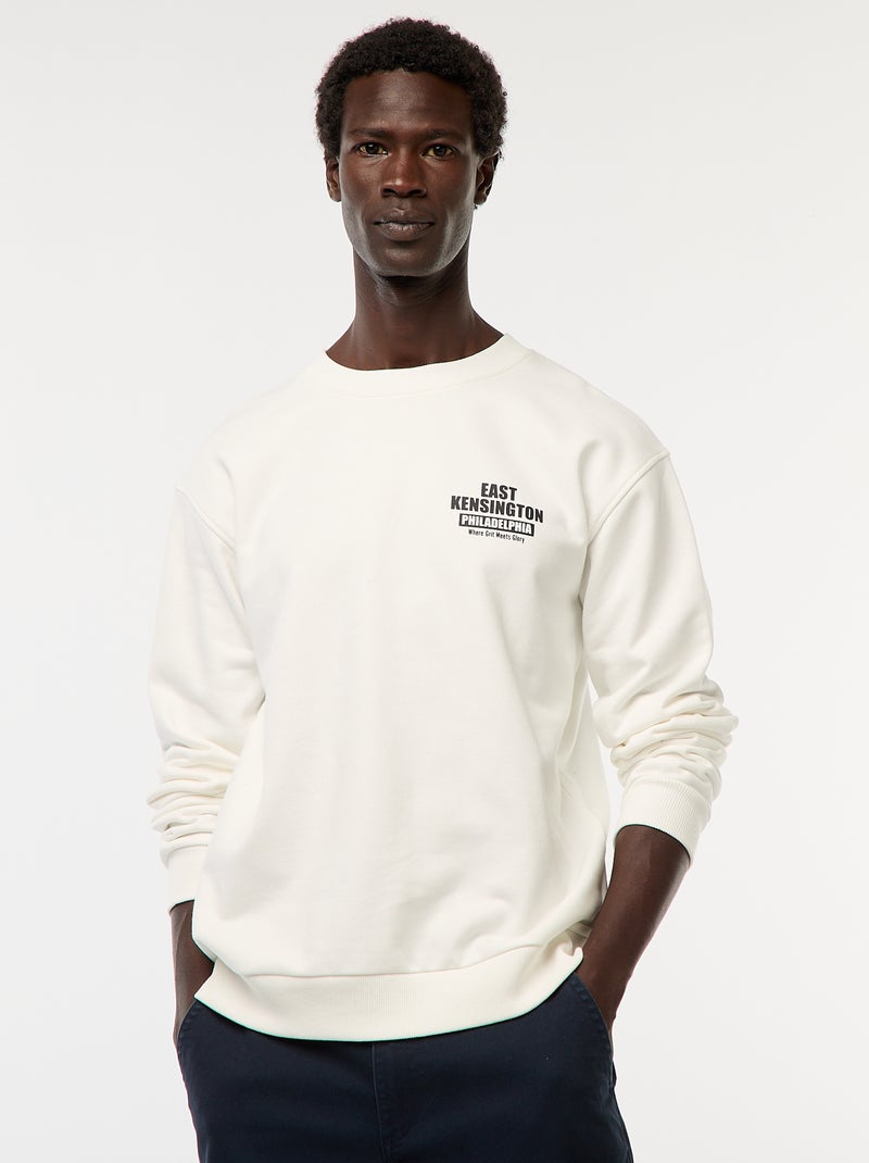 Jersey de punto con cuello redondo y estampado a doble cara Blanco - Kiabi