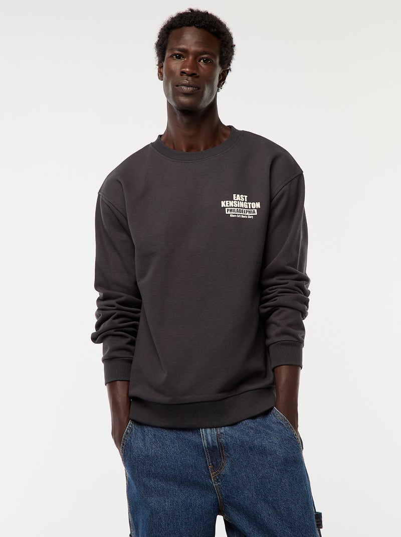 Jersey de punto con cuello redondo y estampado a doble cara Negro - Kiabi
