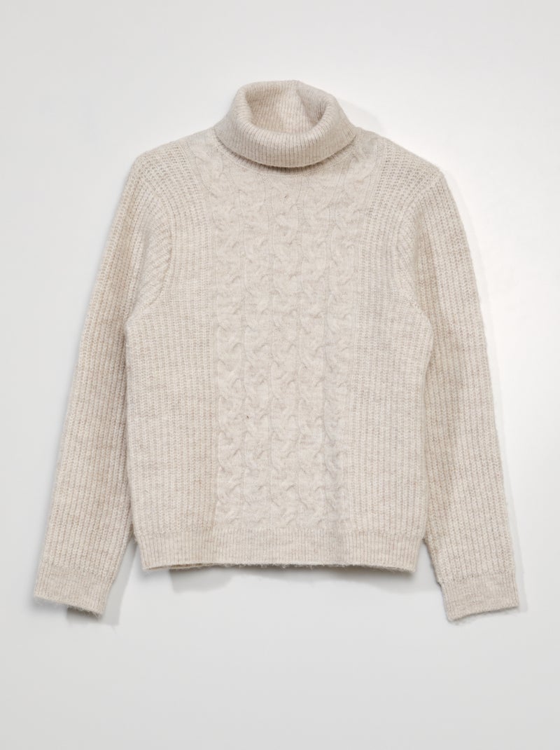 Jersey de punto con cuello vuelto BEIGE - Kiabi