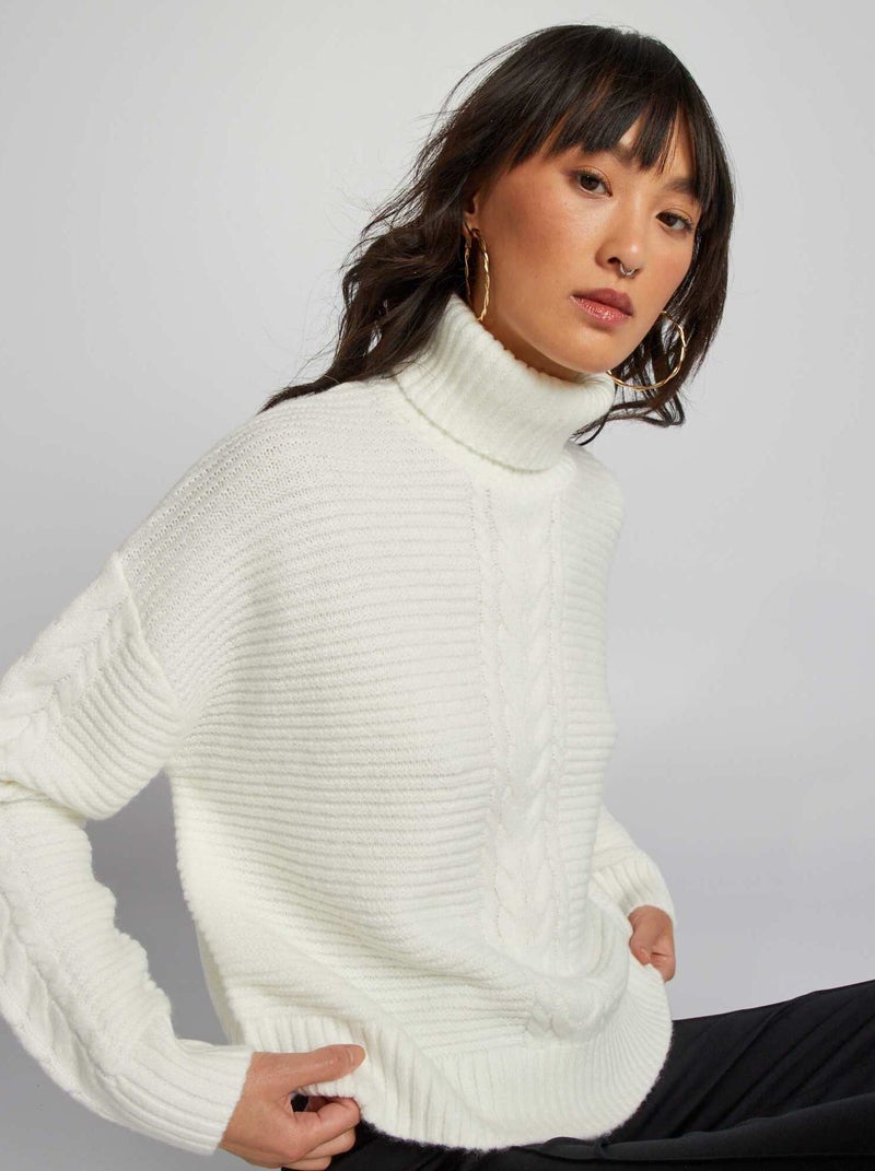 Jersey de punto con cuello vuelto BEIGE - Kiabi