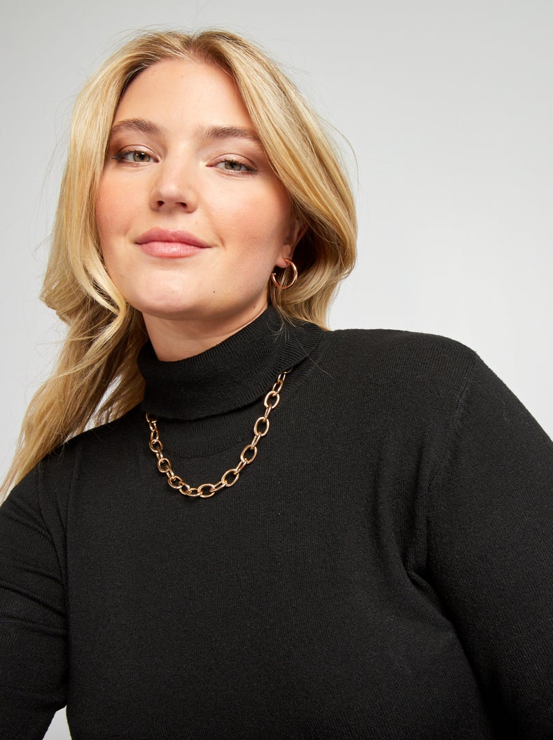 Jersey de punto con cuello vuelto Negro - Kiabi