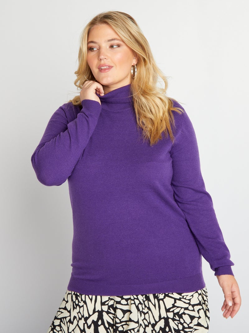 Jersey de punto con cuello vuelto PURPURA - Kiabi