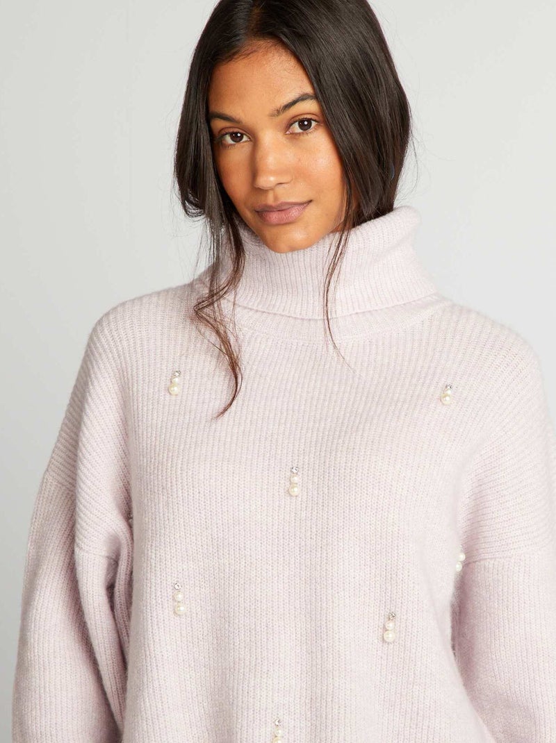 Jersey de punto con cuello vuelto PURPURA - Kiabi