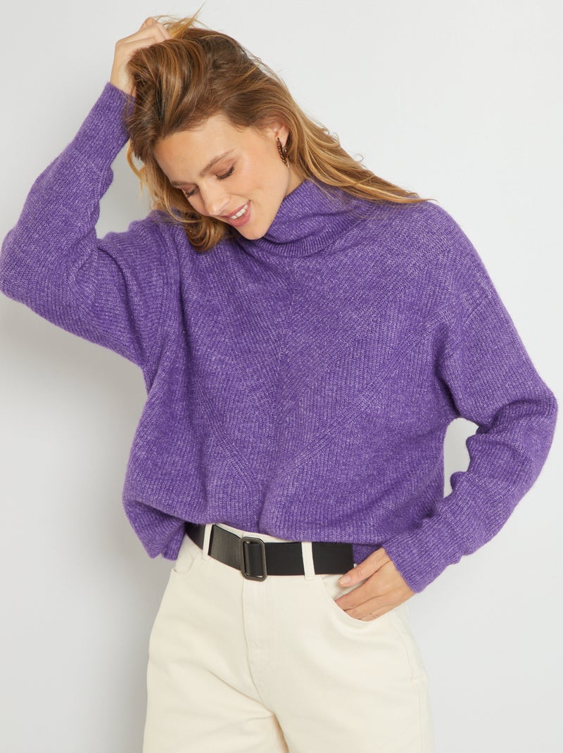 Jersey de punto con cuello vuelto PURPURA - Kiabi