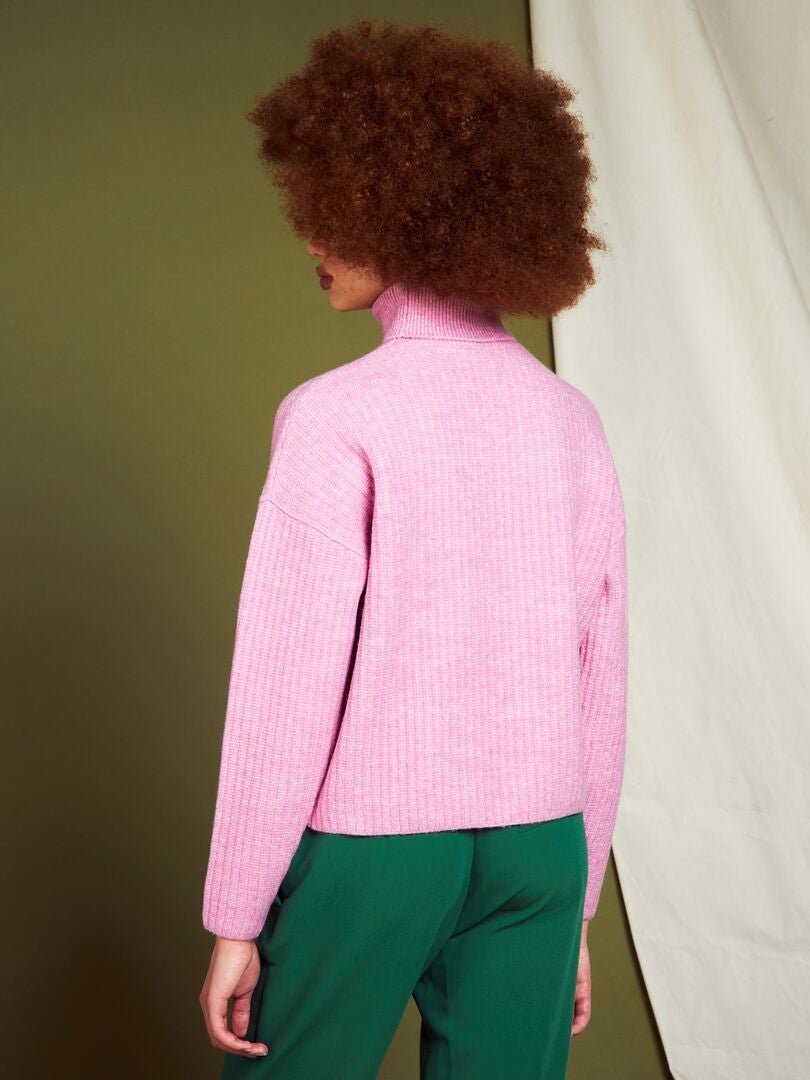 Jersey de punto con cuello vuelto ROSA - Kiabi