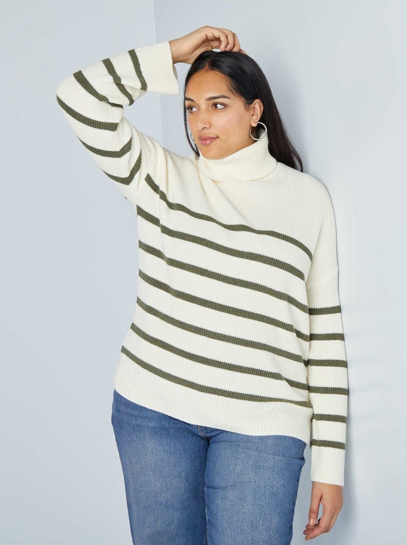 Jersey de punto con cuello vuelto VERDE - Kiabi