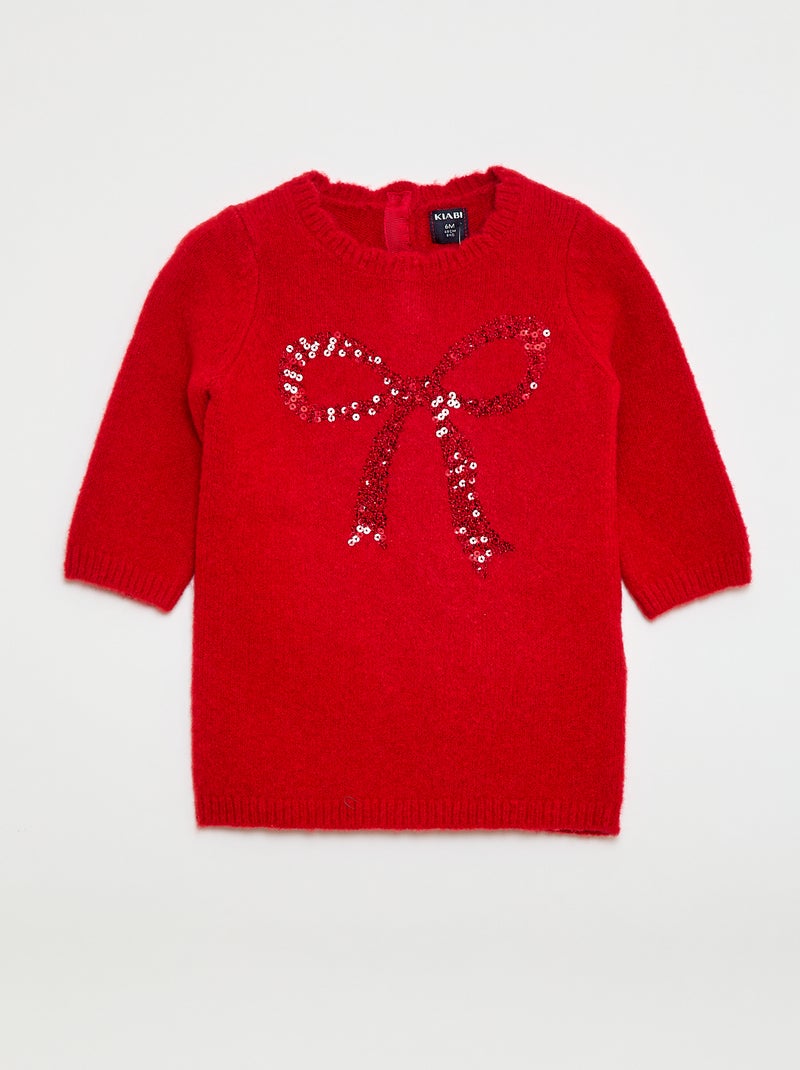 Jersey de punto con diseño jacquard Rojo Bebé niña