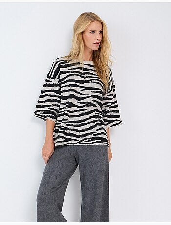 Jersey de punto con estampado animal, mo fashion