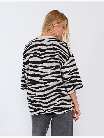 Jersey de punto con estampado animal, mo fashion