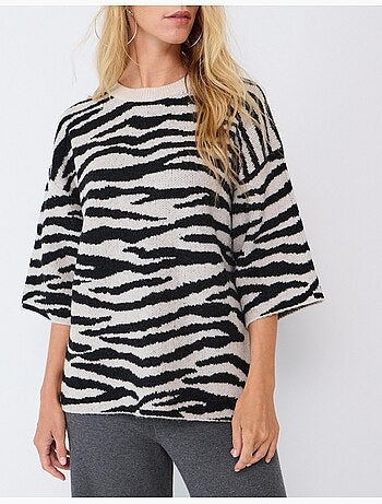 Jersey de punto con estampado animal, mo fashion
