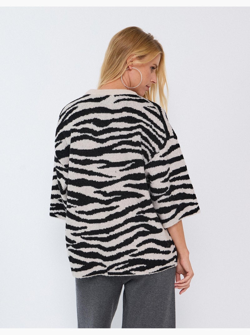Jersey de punto con estampado animal, mo fashion Crudo - Kiabi
