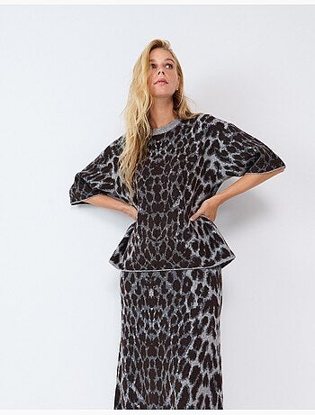Jersey de punto con estampado animal, mo fashion