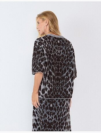 Jersey de punto con estampado animal, mo fashion