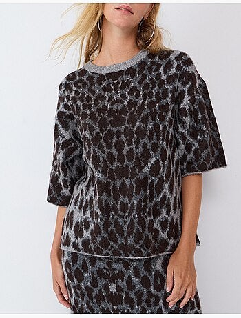 Jersey de punto con estampado animal, mo fashion