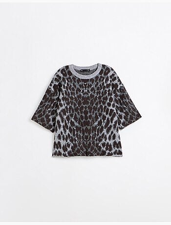 Jersey de punto con estampado animal, mo fashion
