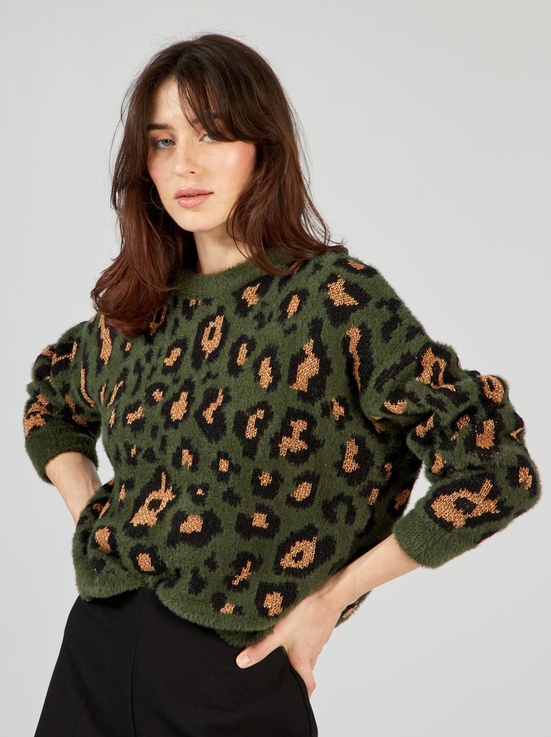 Jersey de punto con estampado de 'leopardo' VERDE - Kiabi