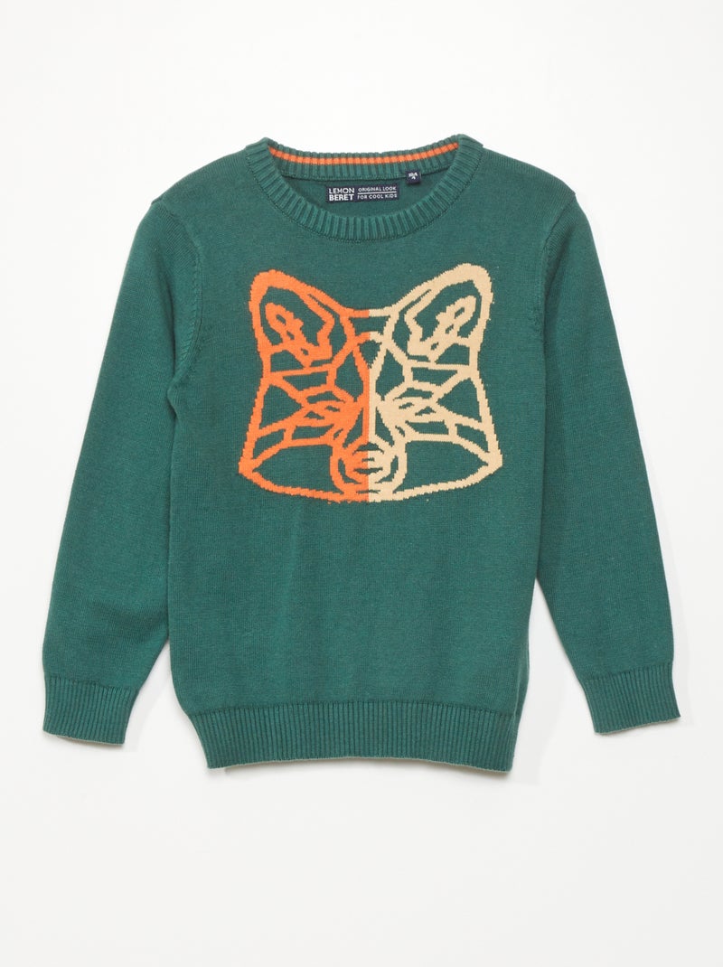 Jersey de punto con estampado de 'zorro' VERDE - Kiabi