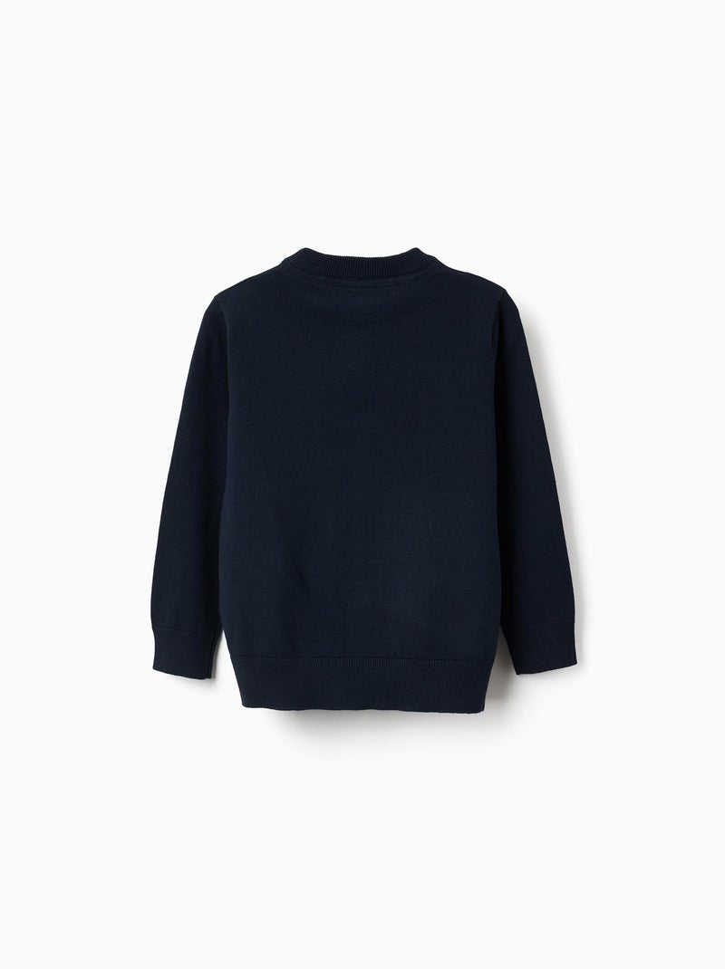 Jersey de punto con extremos acanalados Azul oscuro - Kiabi